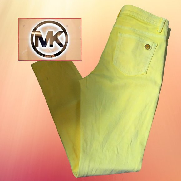 MICHAEL KORS IZZY YELLOW SKINNY JEANS - Sz 8 & 10 - Picture 1 of 9